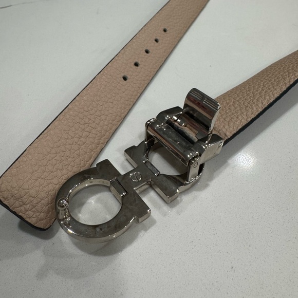 Salvatore Ferragamo Reversible Leather Belt with Silver Double-Gancini Buckle